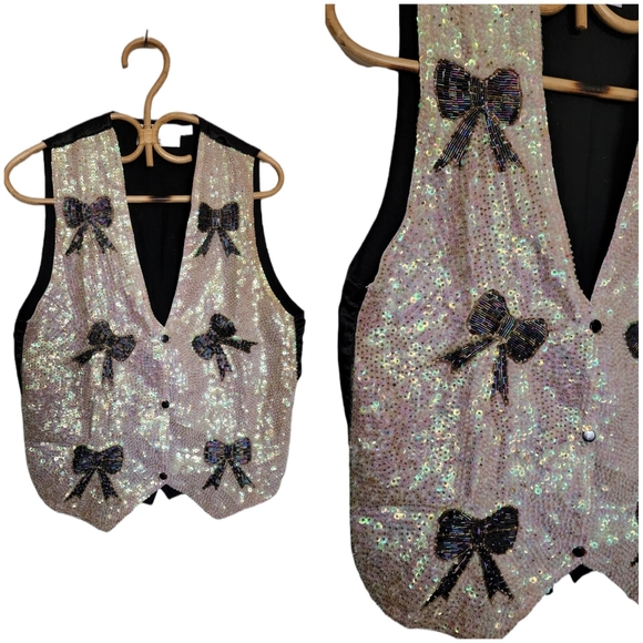 Jackets & Blazers - 2 for $38 vintage beaded bow and rainbow sequined vest
